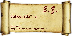 Bakos Zóra névjegykártya